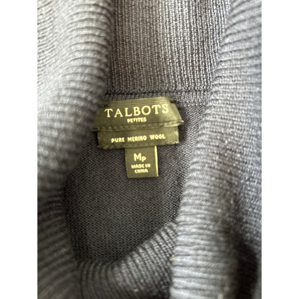 Talbots Petites Merino Wool Cowl Neck Sweater Women's Mp Navy Blue‎ Pullover - Picture 5 of 5
